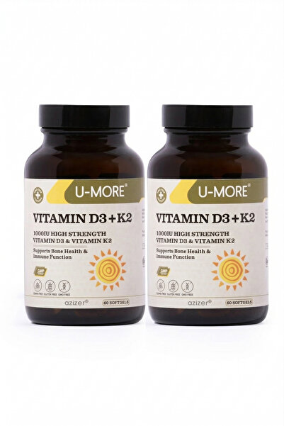 UMore 2'li Fırsat Paketi - Vitamin D3 1000 IU & Vitamin K2 60 Kapsül x2 - Şek...