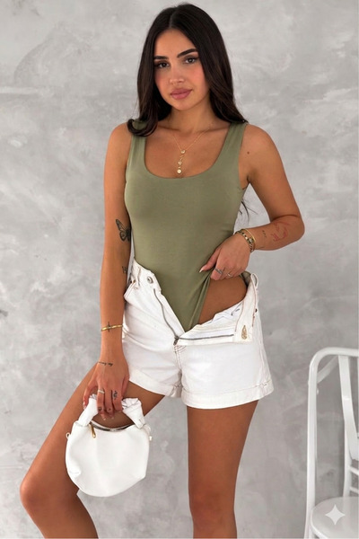 By Kuzey Aras Sandy Fit Basic Women's Bodysuit with Straps