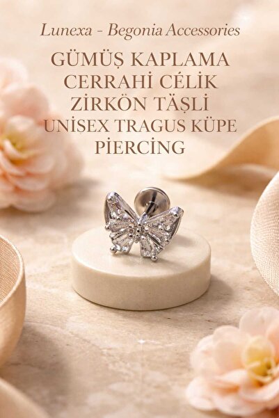 Begonia Accessories 316L Cerrahi Çelik Paslanmaz Kararmaz Alerji Yapmaz Zirko...