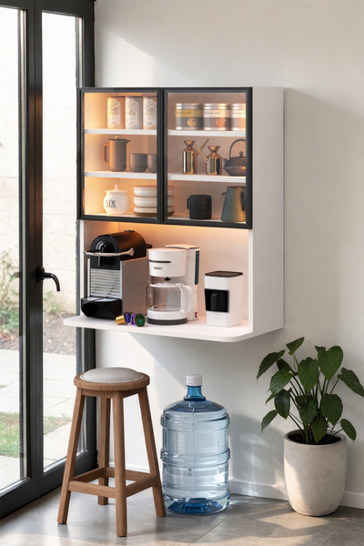 Avmpark Huggy Çok Amaçlı Dolap Mutfak Rafı Beyaz Duvar Rafı Banyo Rafı Led Iş...