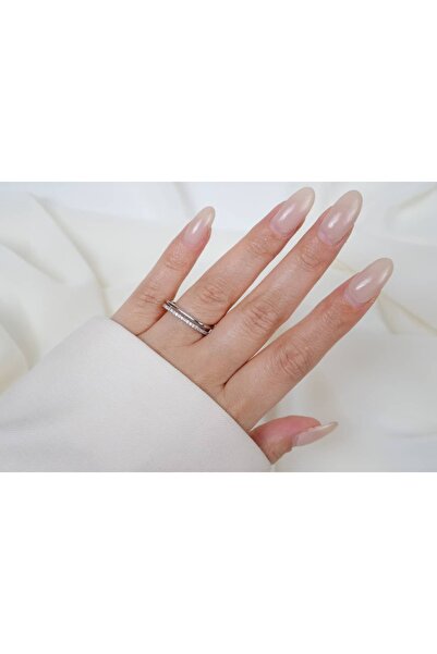 ATELİER TUĞBA Yzk338 Thin Double Band Adjustable Ring Silver