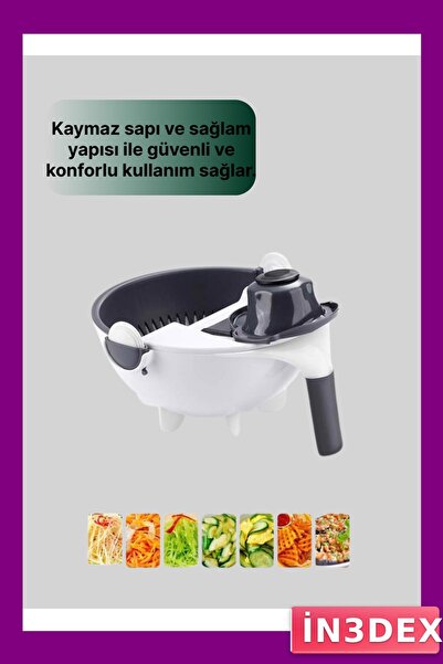İN3DEX Multi-Functional Vegetable Grater and Slicer with Rotating Strainer