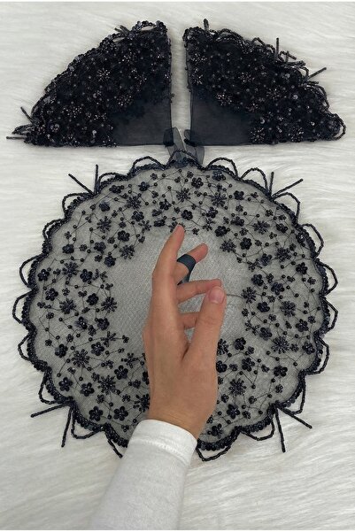 ZEYMERADE Black Bride Groom Handkerchief with Sequins, Pearls, Crystal Stone ...