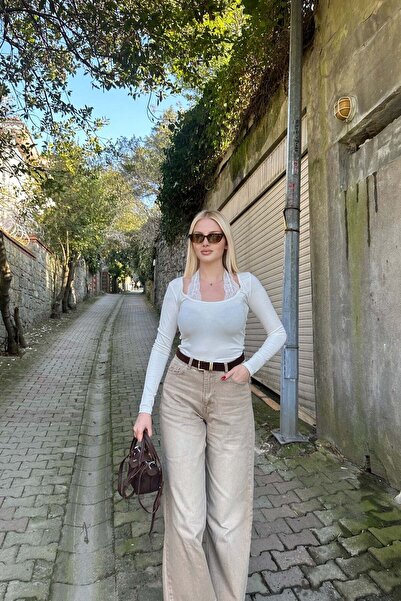 lizge giyim Boyundan Lace Interlocked Blouse