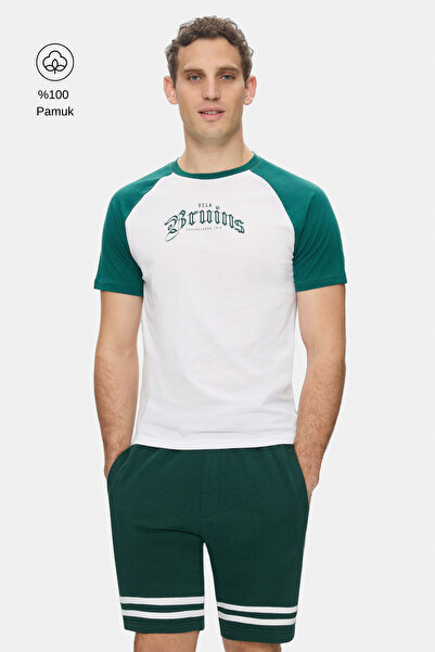 UCLA Ανδρικό μπλουζάκι BROOKS White Crew Neck με τύπωμα 100% Βαμβάκι Standard...