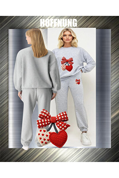 HOFFNUNG Unisex Casual Tracksuit Set 2Hearts Outdoor Full Sweatshirt