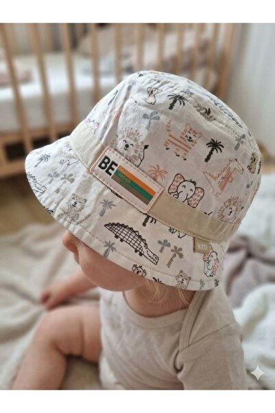 benitto kids قبعة كيتي سفاري منقوش للأطفال من عمر 0-18 شهرًا