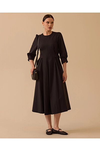 SEÇİL Bel Ayarlamalı Midi Elbise