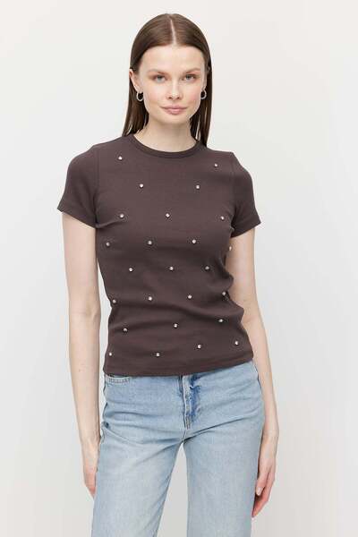 PAULMARK Ženska bluza okrugla kragna Sa kamenčićima