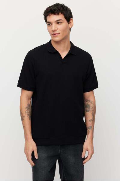 PAULMARK Muški Teksturirano polo ovratnik T-shirt