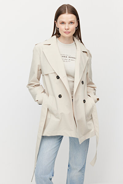 PAULMARK Women's Belted Short Trench Coat