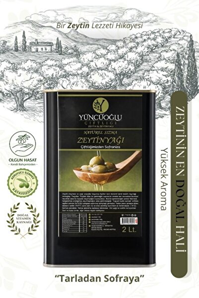 Yüncüoğlu Çiftliği Natürel Sızma Zeytinyağı 2 Litre - Kendi Bahçemizden Doğal...
