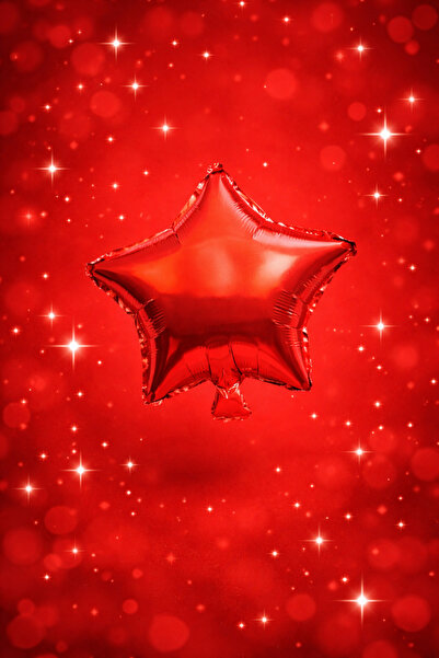 Happyewent 3-Piece Red Star Foil Balloon – Small Size Party Decoration