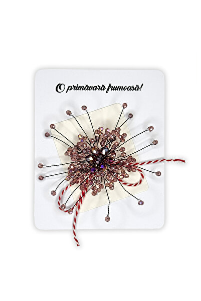 OEM Martisor Floral Brooch "Elegance" with faceted beads, 10cm