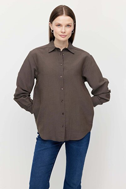 PAULMARK Дамска риза с тънки ивици и широка кройка