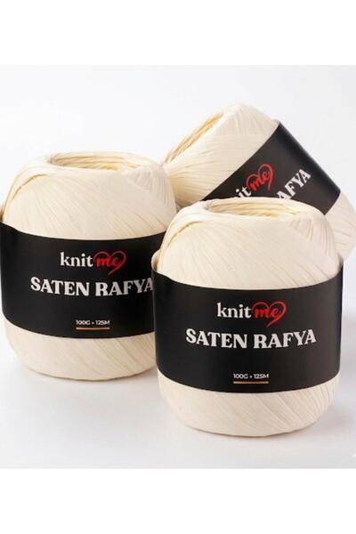knitme 3-Pack Satin Raffia Rope Cream 100 Gr 125 Mt