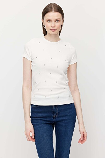 PAULMARK Дамска блуза с велосипедна яка и камъни