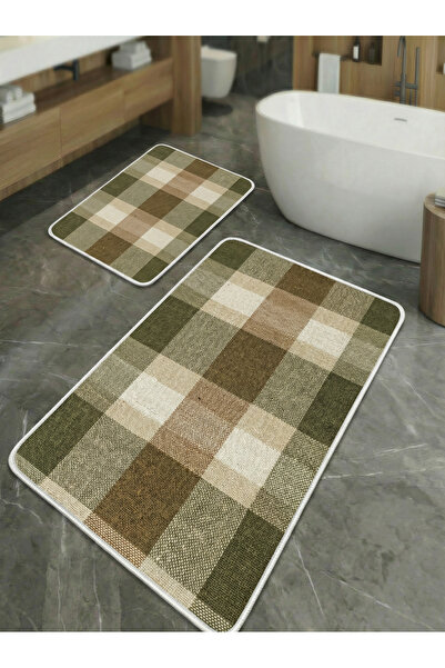 huhuli 2-Piece Non-Slip Sole Kitchen and Bathroom Mat Set Washable Runner Rug...