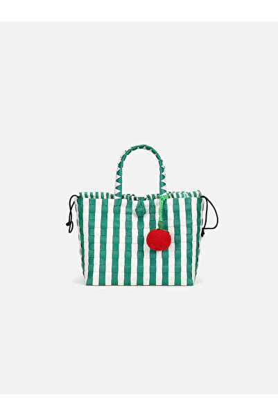 SU14 Hayriye Multi Green-White Basket Bag