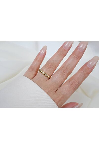 ATELİER TUĞBA Yzk358 Stone Beaded Adjustable Ring Gold