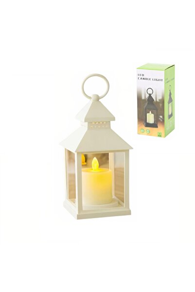 Bsr Φανάρι-φωτιστικό, LED, θερμό φως, με μπαταρία, πλαστικό, λευκό, 22x9 εκ.