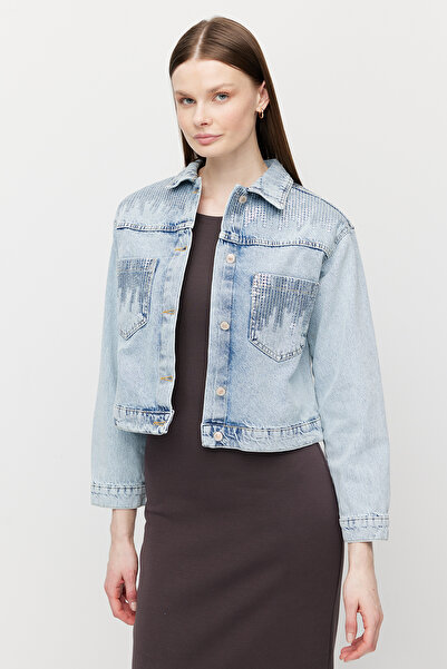 PAULMARK Women's sequin denim jacket