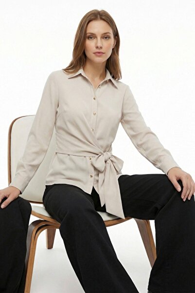 Rays Cream Front Tie-Detail Shirt 252103