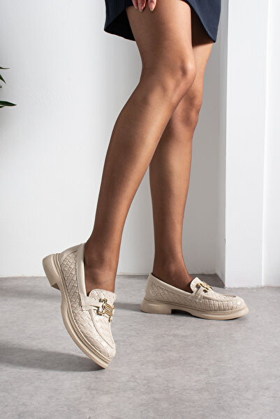 Hepici Γυναικεία μπεζ πλεκτά παπούτσια με σχέδιο, καθημερινή άνετη σόλα, κλασ...