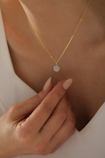 SUNSHINE 925 Ayar Gümüş ,Gold Kaplamalı Çift Renk Yonca Model Tasarım Kolye