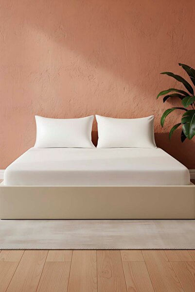 Rivaİstanbul White 100% Cotton Pieces Single Fitted Sheet 100X200