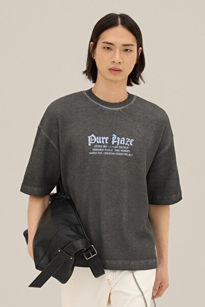 Bershka Kısa kollu gofre baskılı tişört