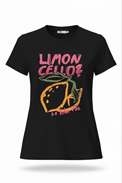 Miss Poem Γυναικείο μπλουζάκι μαύρο λεμόνι με τύπωμα Βαμβάκι τεμαχίων