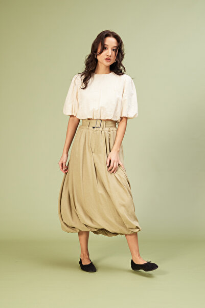 Nisan curea FUSTĂ MIDI DETALIATĂ TIP BĂLON