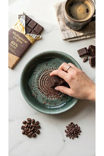 EvaniLife Artistik Sır Yeşil El Yapımı Çok Amaçlı Rende Tabak Sebze & Meyve R...