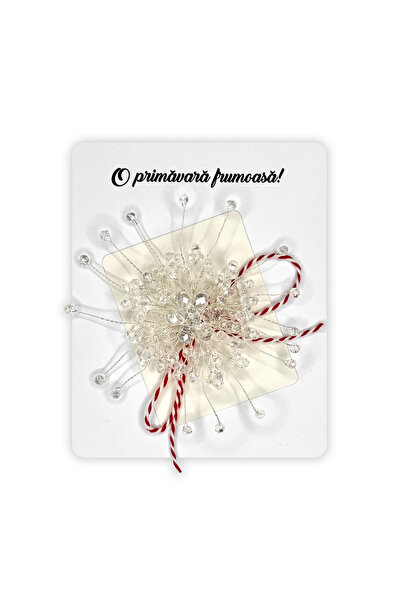 OEM Martisor Floral Brooch "Elegance" with faceted beads, 10cm