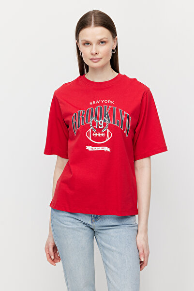 PAULMARK Γυναικείο T-shirt με λαιμόκοψη ποδηλάτου με τύπωμα oversized