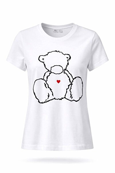 Miss Poem Tricou alb Teddy Bear cu imprimeu bumbac 100% pentru femei