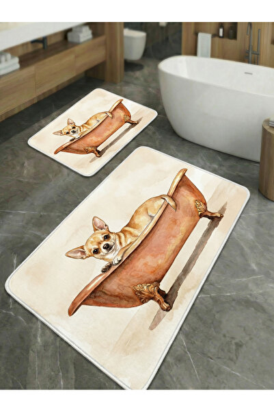 huhuli 2-Piece Non-Slip Sole Kitchen and Bathroom Mat Set Washable Runner Rug...