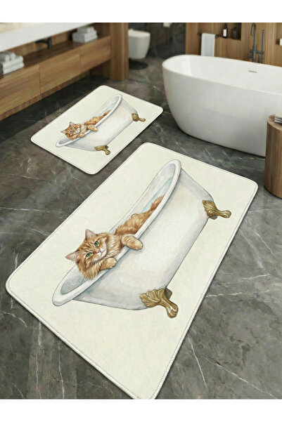 huhuli 2-Piece Non-Slip Sole Kitchen and Bathroom Mat Set Washable Runner Rug...