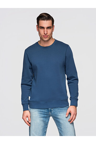 OMBRE Bărbați Hanorac Bumbac Modern OM-SSBN-0271 Albastru închis