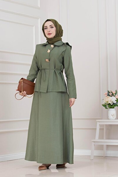 Sevitli Royal Skirted Double Bella Set-Khaki
