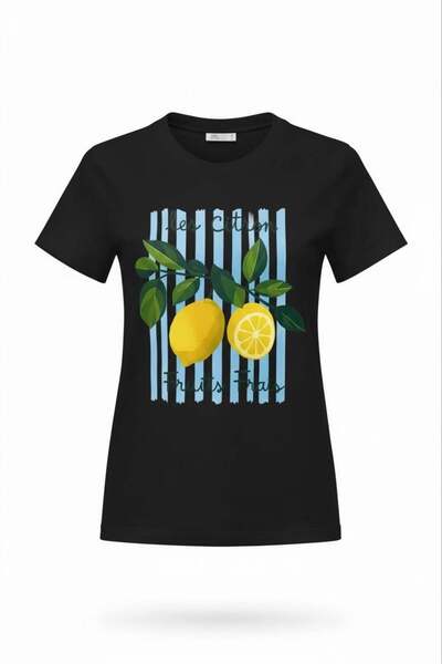 Miss Poem Ženska majica Black Lemon Štampano Pamuk paketa