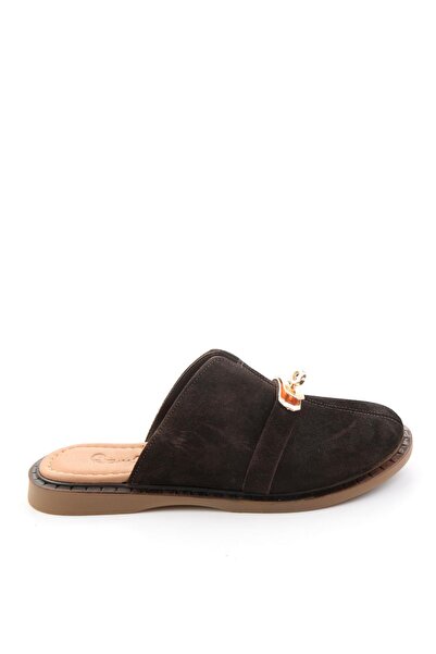 Bambi Καφέ Γυναικείες Παντόφλες από Γνήσιο Δέρμα K04359222202