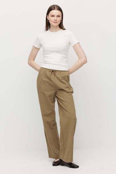 PAULMARK Women's Elastic Waist Linen Trousers