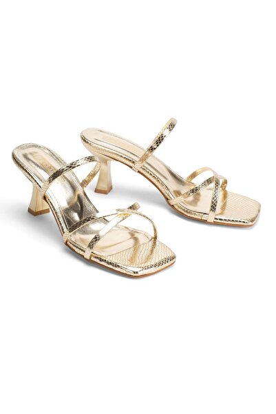 FİNTAS Ayağınıza Gelen Moda Metallic Crocodile Heels for Women Sandals