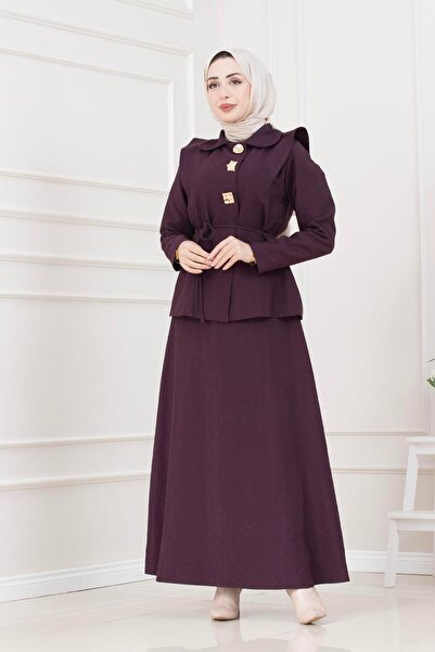 Sevitli Royal Skirted Double Bella Set - Mürdüm