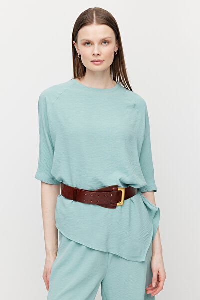 PAULMARK Women's Asymmetrical Cut Oversized Blouse