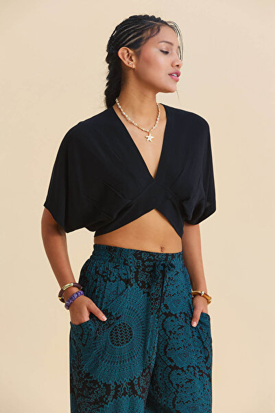 Los banditos decolteu petrecut în V cu spatele gol lejer Bluză de vară