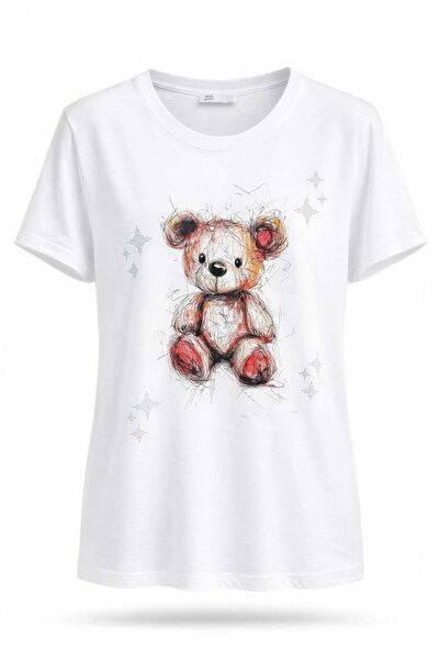 Miss Poem Γυναικείο μπλουζάκι με λευκό αρκουδάκι με τύπωμα Βαμβάκι