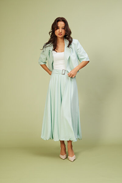 Nisan curea FUSTĂ MIDI DETALIATĂ TIP BĂLON